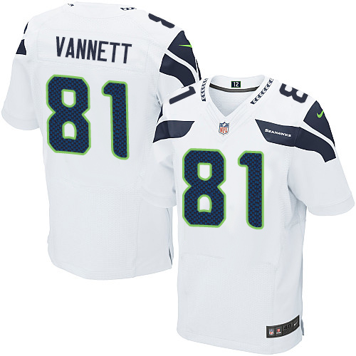 Men's Elite Nick Vannett Nike Jersey White Road - #81 NFL Seattle Seahawks